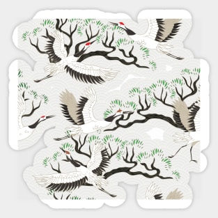 Japanese Cranes Sticker